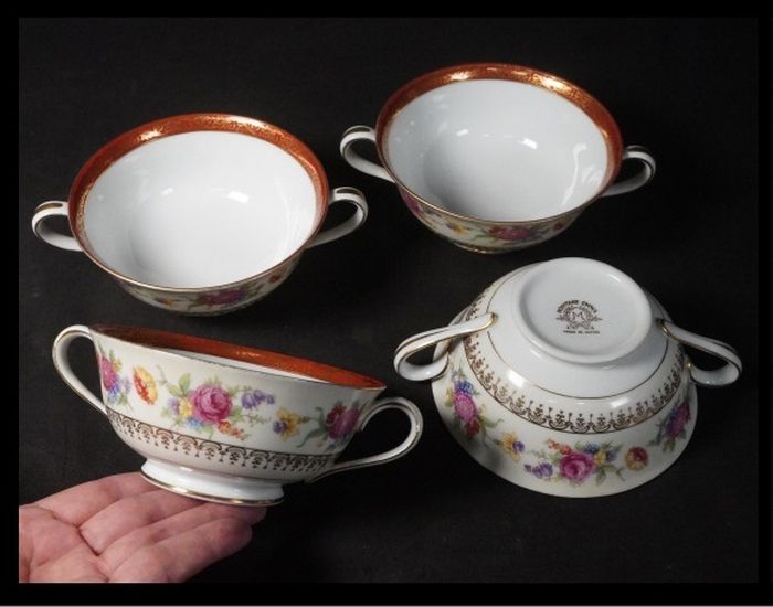 ノリタケ スープカップ 4客 オールドノリタケ 時代 骨董 金彩 Noritake