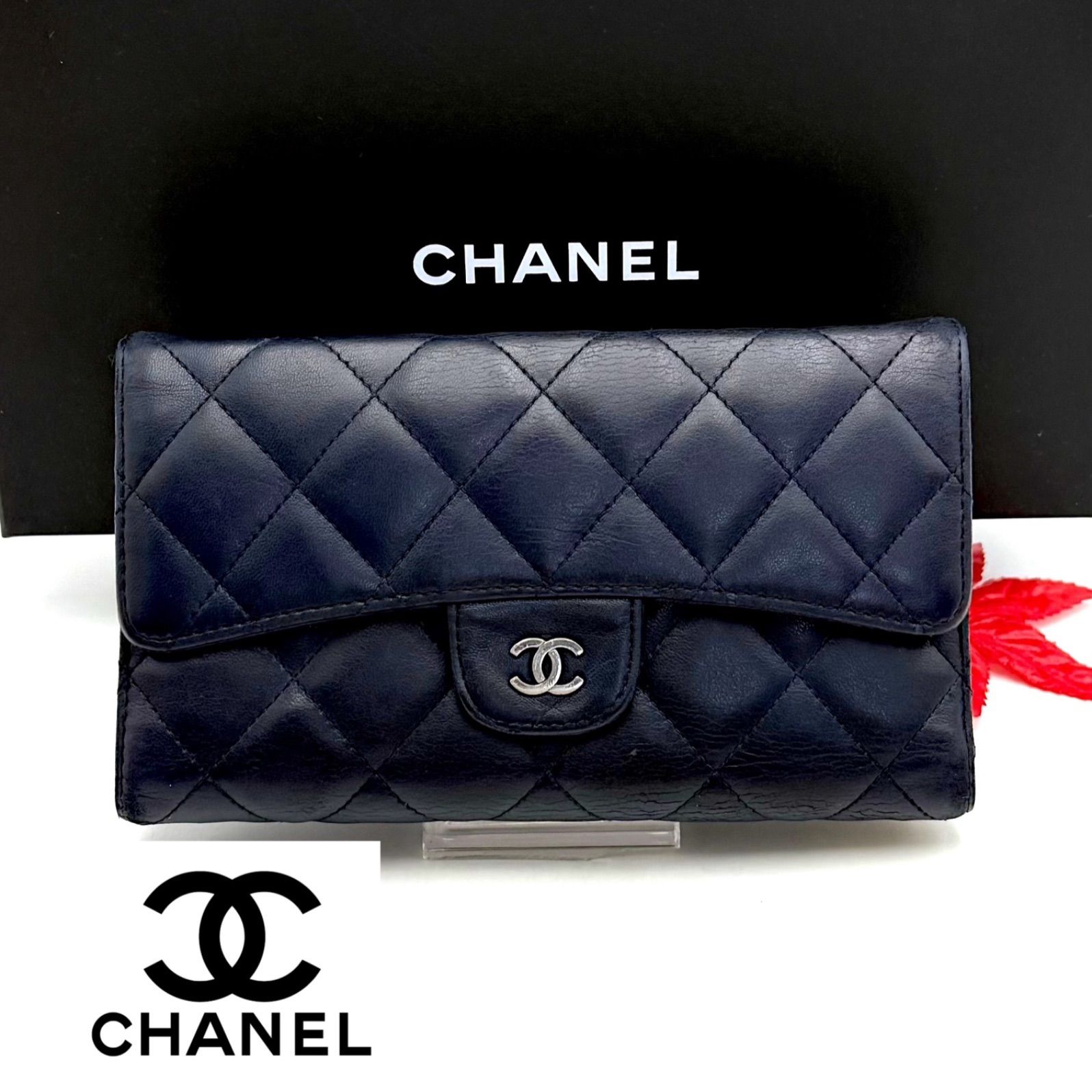 CHANEL シャネル 三つ折り財布 長財布 ココマーク キルティング 