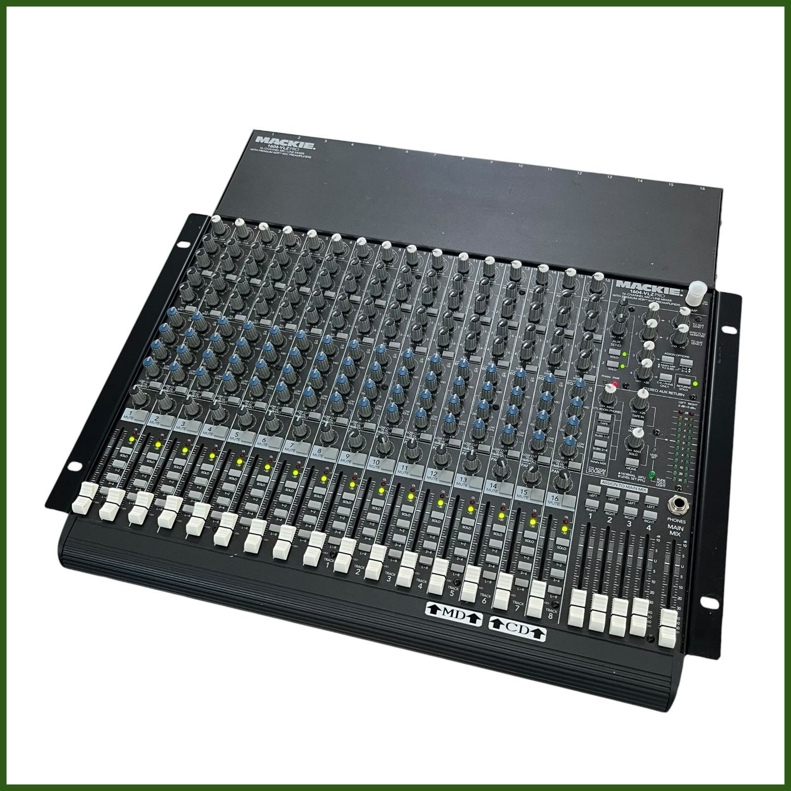 名機MACKIE 1604-VLZ PRO 16chミキサー中古 純正ケース付 中古○ MACKIE/マッキー○ 1604-VLZ PRO 16ch ミキサー 通電確認済み