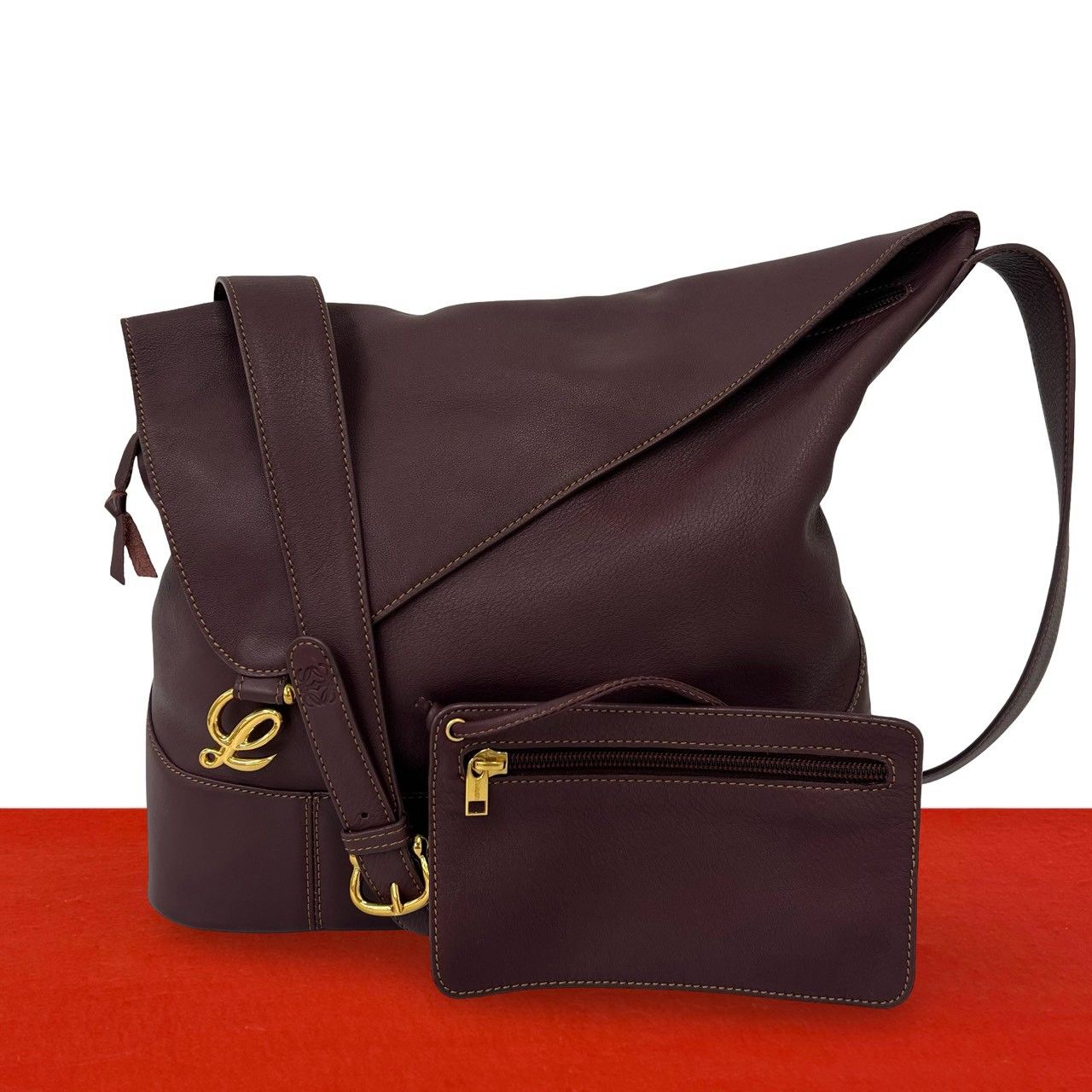 極 美品 希少品 ポーチ付き LOEWE ロエベ ヴィンテージ アントン ロゴ