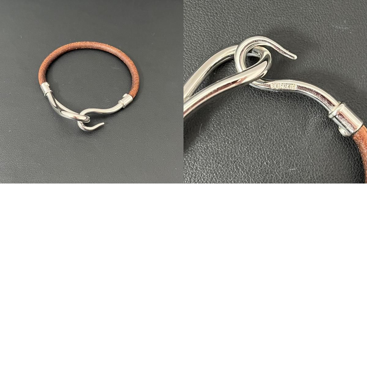 HERMES】エルメス ジャンボ ブレスレット バングル レザー ブラウン