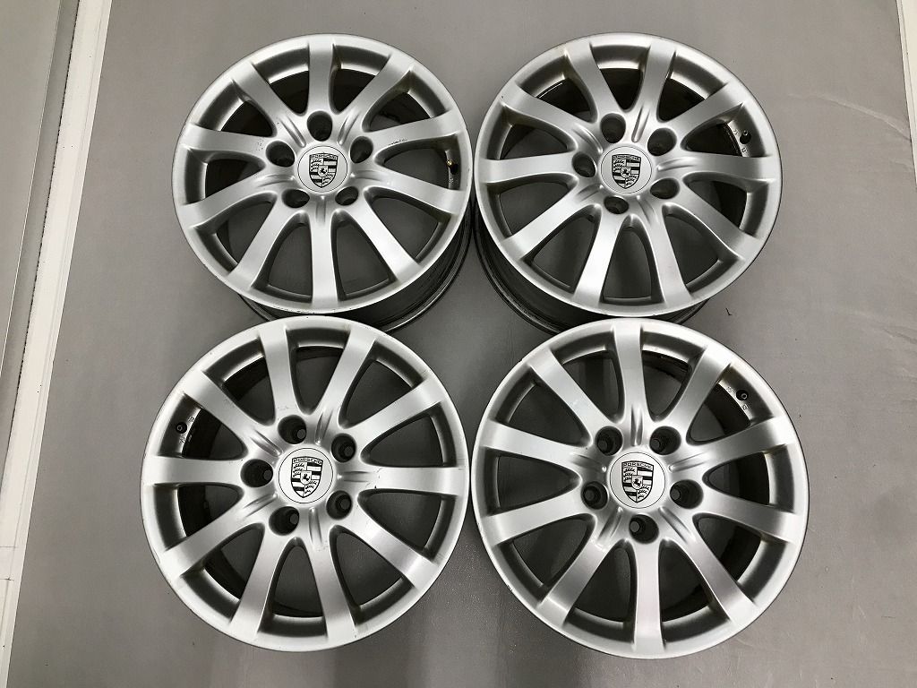 ◎小傷 良品 ポルシェ カイエン 9PA 純正 17inc 7.5J +53 130/5H 即納 個人宅OK 4本 検) PORSCHE CAYENNE 955 純正戻し スタッドレス用