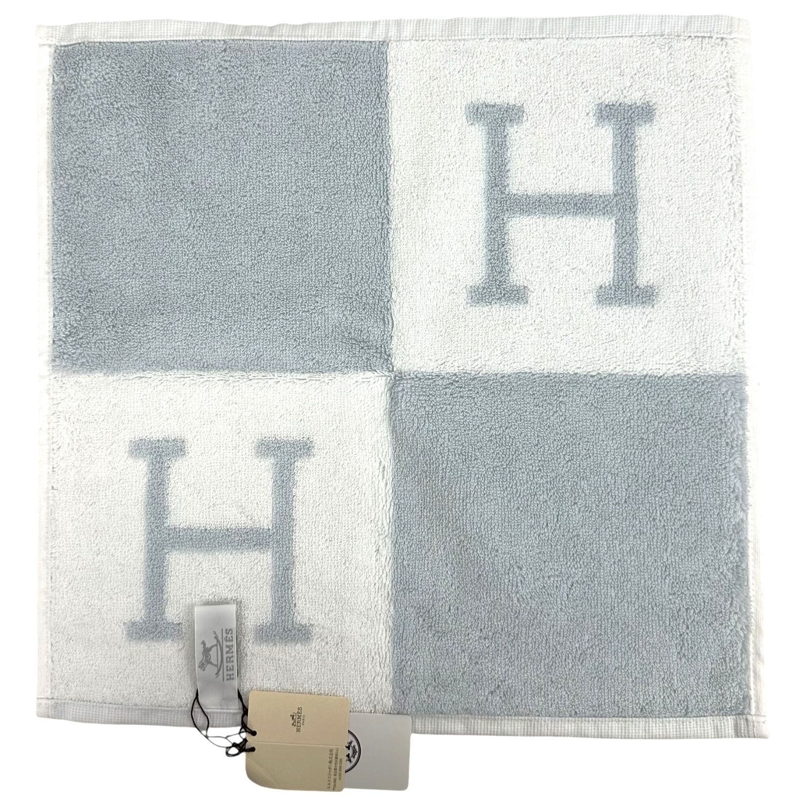 HERMES】 エルメス カレ・タオル アヴァロンハンドタオル ブルー