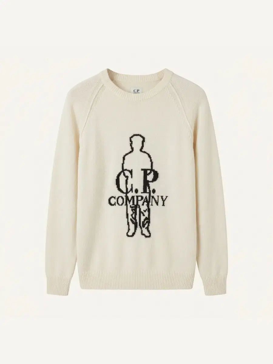 C.P. COMPANY シーピーカンパニー ビックロゴ 麦 ニット アイボリー (110) 20,286円