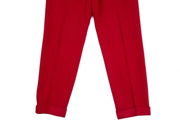 ヨウジヤマモト プールオムYohji Yamamoto POUR HOMME ウールサスペンダーボタンパンツ 赤M ヨウジヤマモト プールオムYohji Yamamoto POUR HOMME ウールナイロン