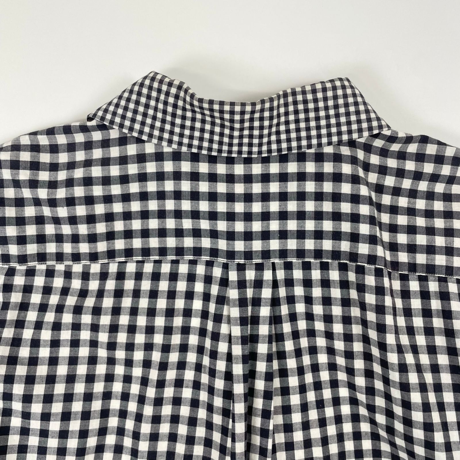 BLACK COMME des GARCONS / 丸襟 ギンガムチェック切替ドッキングシャツ 1M-B019 AD2014 SIZE:M BLACK COMME des GARCONS / 丸襟 ギンガムチェック切替ドッキング