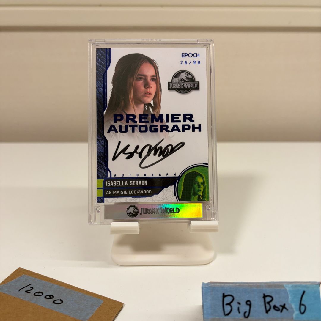 2025 EPOCH イザベラサーモン Isabella Sermon 26/99 直筆サインカード Jurassic World Dominion Premier Autograph カード