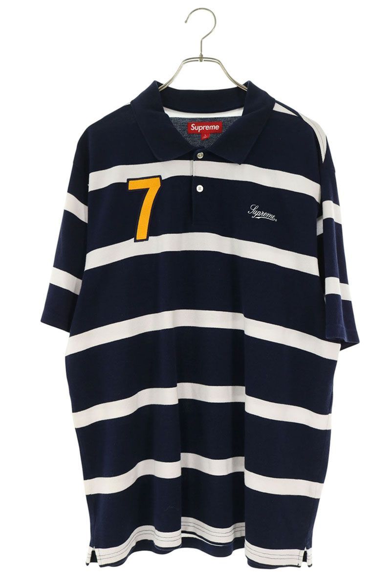 シュプリーム 25SS Cursive Polo スクリプトロゴナンバリングボーダー