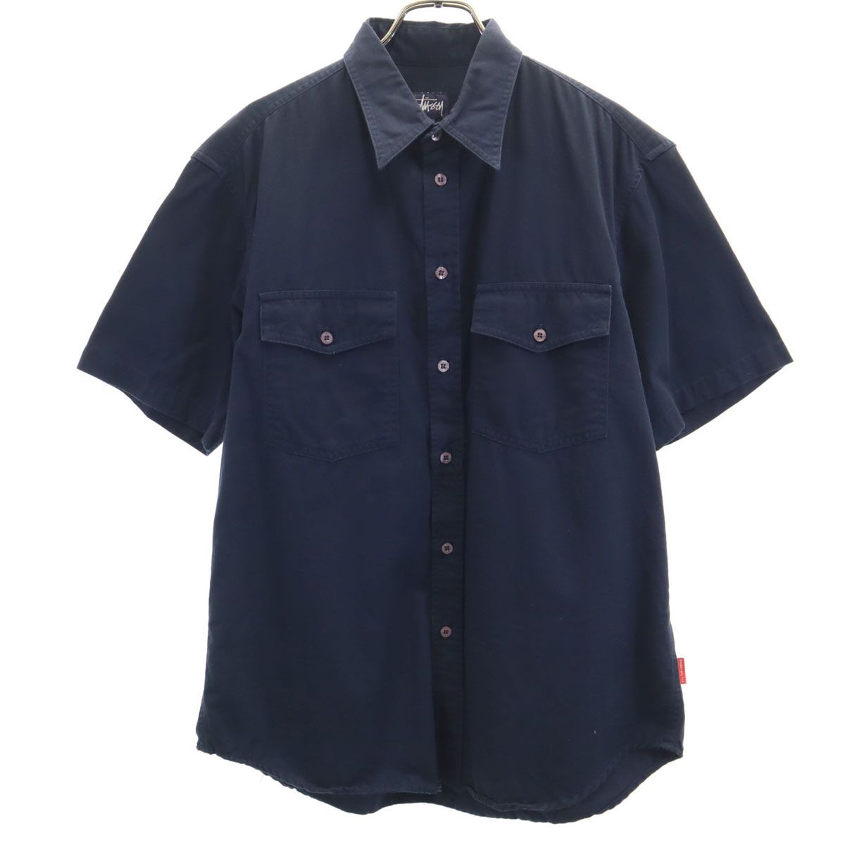 STUSSY ステューシー 90s USA製 オールド 紺タグ 半袖 ワークシャツ M