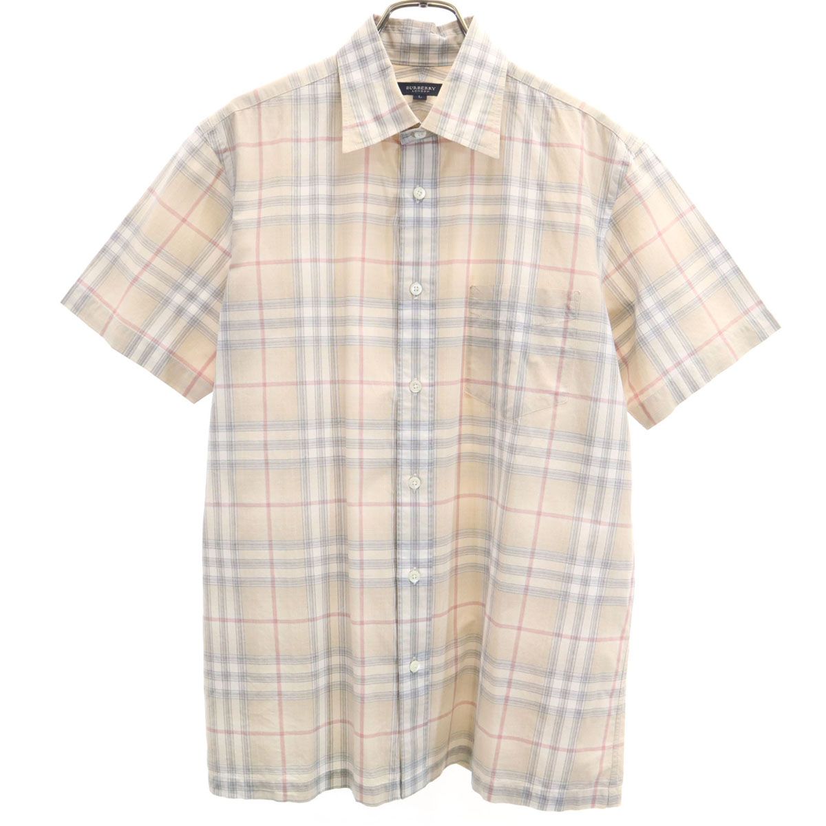 BURBERRY LONDON バーバリーロンドン 日本製 チェック柄 半袖 シャツ L