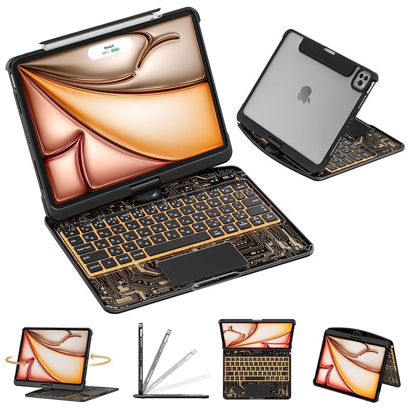 【新品】 Sencela 2025新登場 iPad pro 11インチ 日本語配列キーボードケース 遅延なし・高精度 360度回転式 マジックキーボード バックライト・ペンホルダー搭載 iPad Pro 11 (第1/2/3/4世代) iPad Air 1 0
