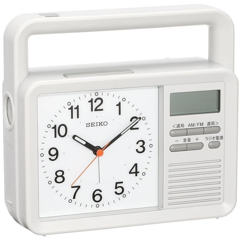 【新品】 セイコークロック(Seiko Clock) セイコー クロック 目覚まし時計 防災クロック アナログ 手回し充電 ラジオ LED懐中電灯 非常用ブザー 携帯電話充電 薄グレー KR885N SEIKO 9,699円