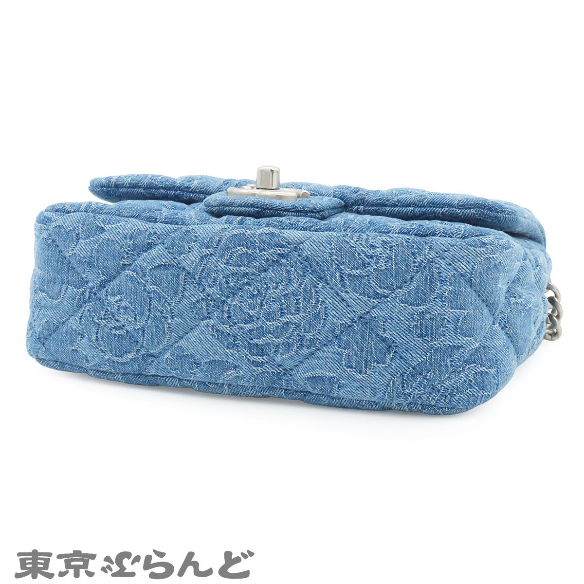 シャネル CHANEL ショルダーバッグ フラワー AS3829 ブルー シルバー