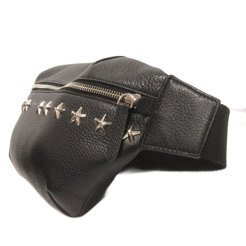 ジミーチュウ ボディバッグ ウエストポーチ スタッズ レザー 黒 ジミーチュウ JIMMY CHOO 美品 ウェストバック ボディバッグ レザー