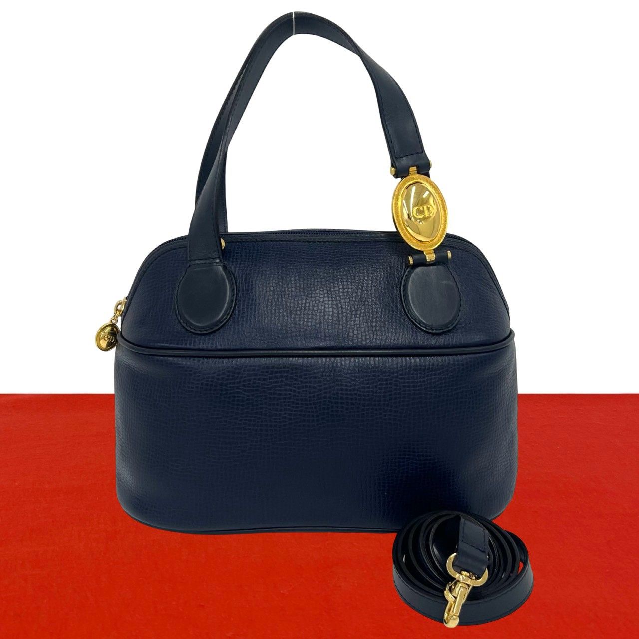 極 美品 Christian Dior ディオール ヴィンテージ CD ロゴ 金具 レザー