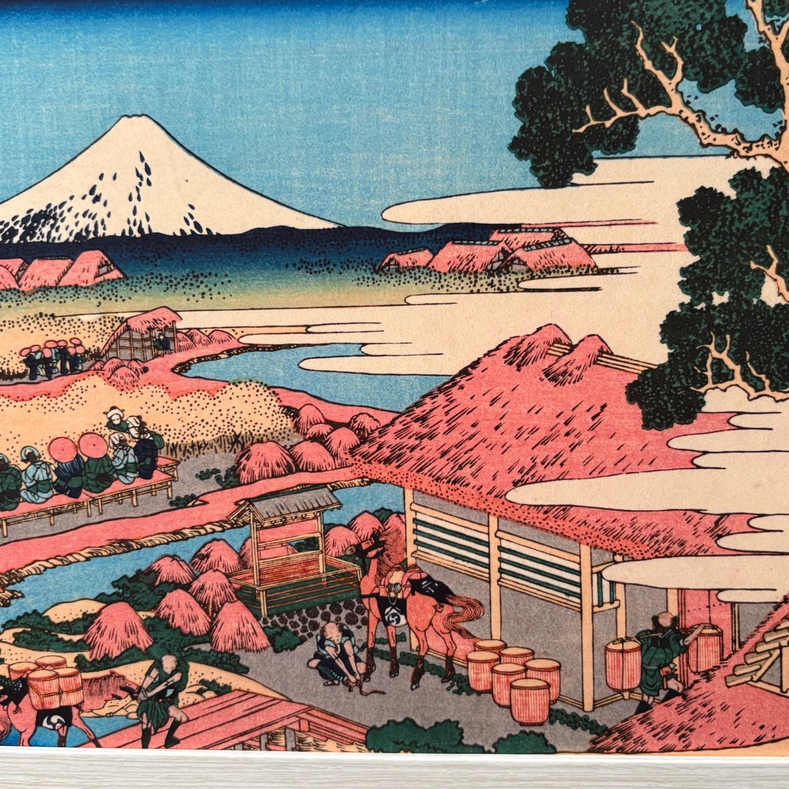 葛飾北斎 冨嶽三十六景 第39図 駿州片倉茶園ノ不二 A4額付き 浮世絵