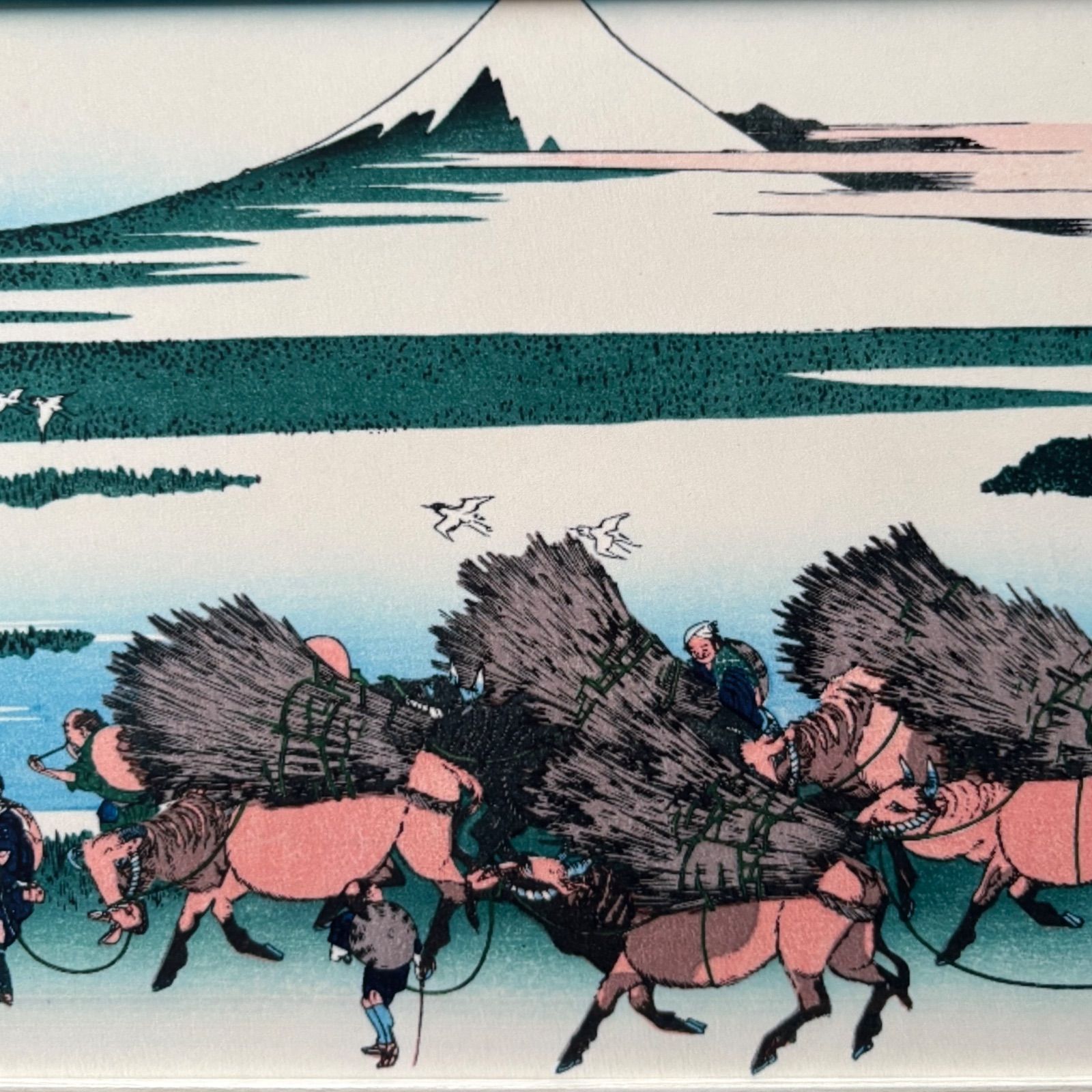 葛飾北斎 冨嶽三十六景 第45景 駿州大野新田 裏富士 A4額付き 浮世絵