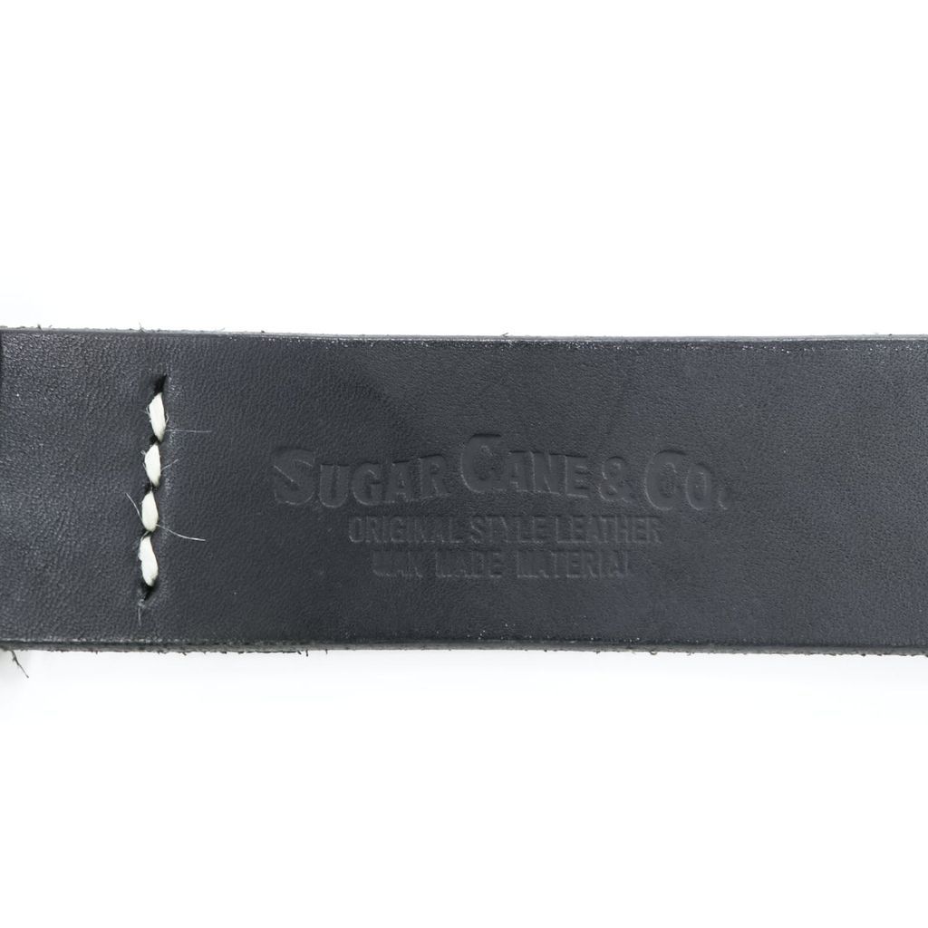 SUGAR CANE & CO. ブラックレザーベルト SUGAR CANE 日本製 レザー ベルト ブラック シルバー バックル