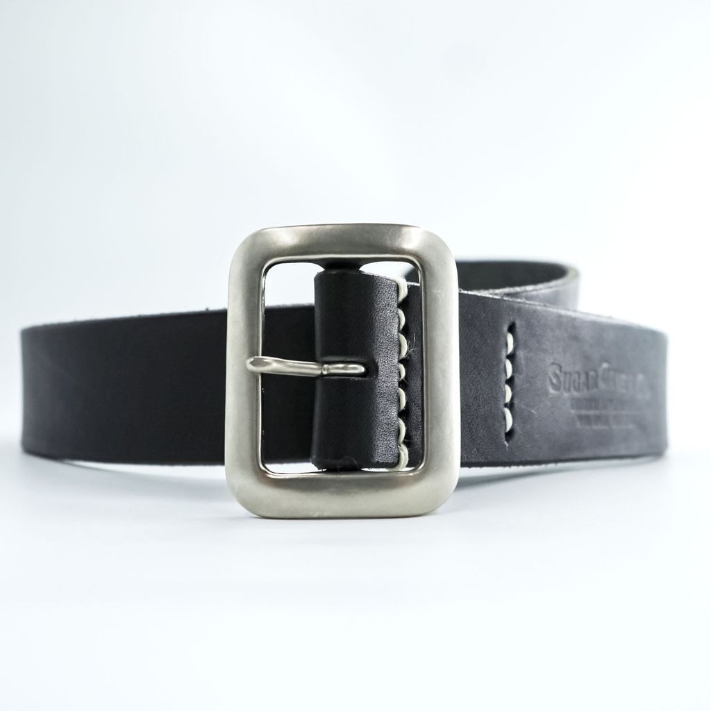 SUGAR CANE & CO. ブラックレザーベルト SUGAR CANE 日本製 レザー ベルト ブラック シルバー バックル
