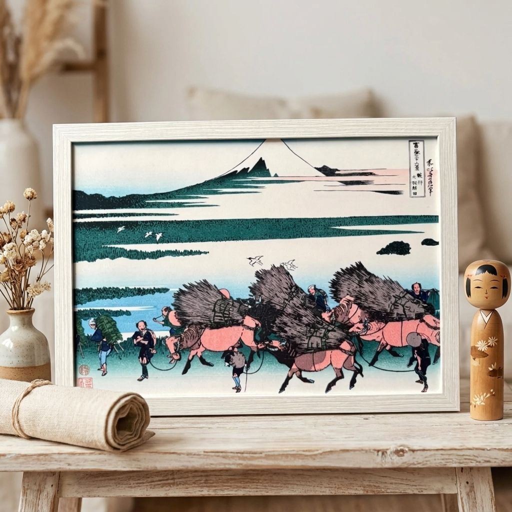 西遊記シリーズ 全6作品セット（単品購入可）凹凸油彩プリント 額装 A4 アート 葛飾北斎 冨嶽三十六景 第45景 駿州大野新田 裏富士 A4額付き 浮世絵