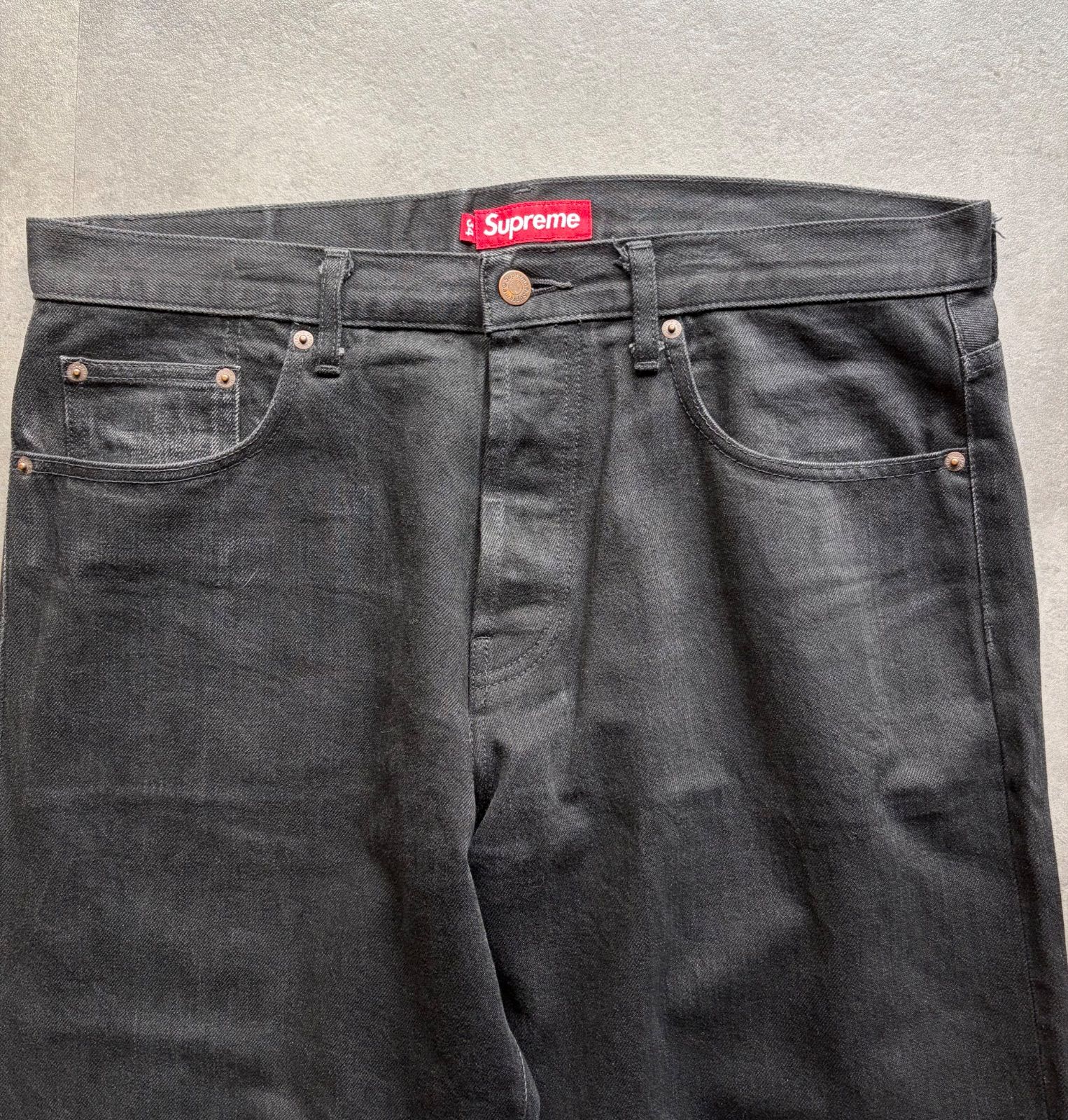 Supreme ボックスロゴ デニムパンツ ジーンズ 34 ブラック