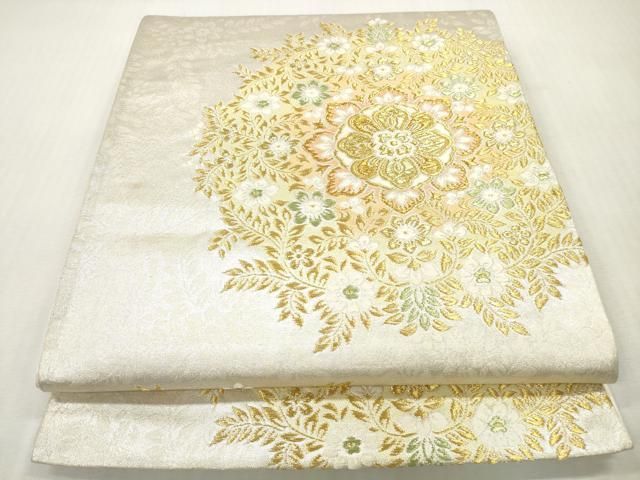 平和屋着物◎六通柄袋帯 唐織 正倉院花文 金銀糸 正絹 逸品 AABF4774yx