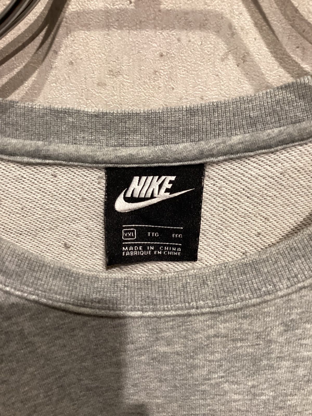 NIKE 刺繍ロゴ スウェットシャツ クルーネック XXL グレー杢 ナイキ 