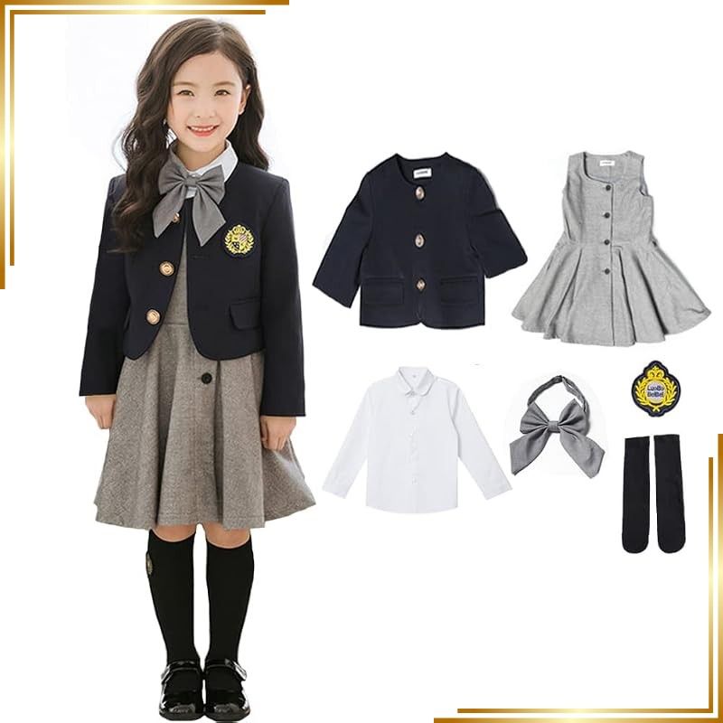 【新品】 [asayurii] 子供服 女の子 入学式 フォーマル ワンピース 卒園式 アンサンブルスーツ 小学校 卒業式 受験 七五三 面接 濃紺 冠婚葬祭 6点セット (160) 0 6,430円