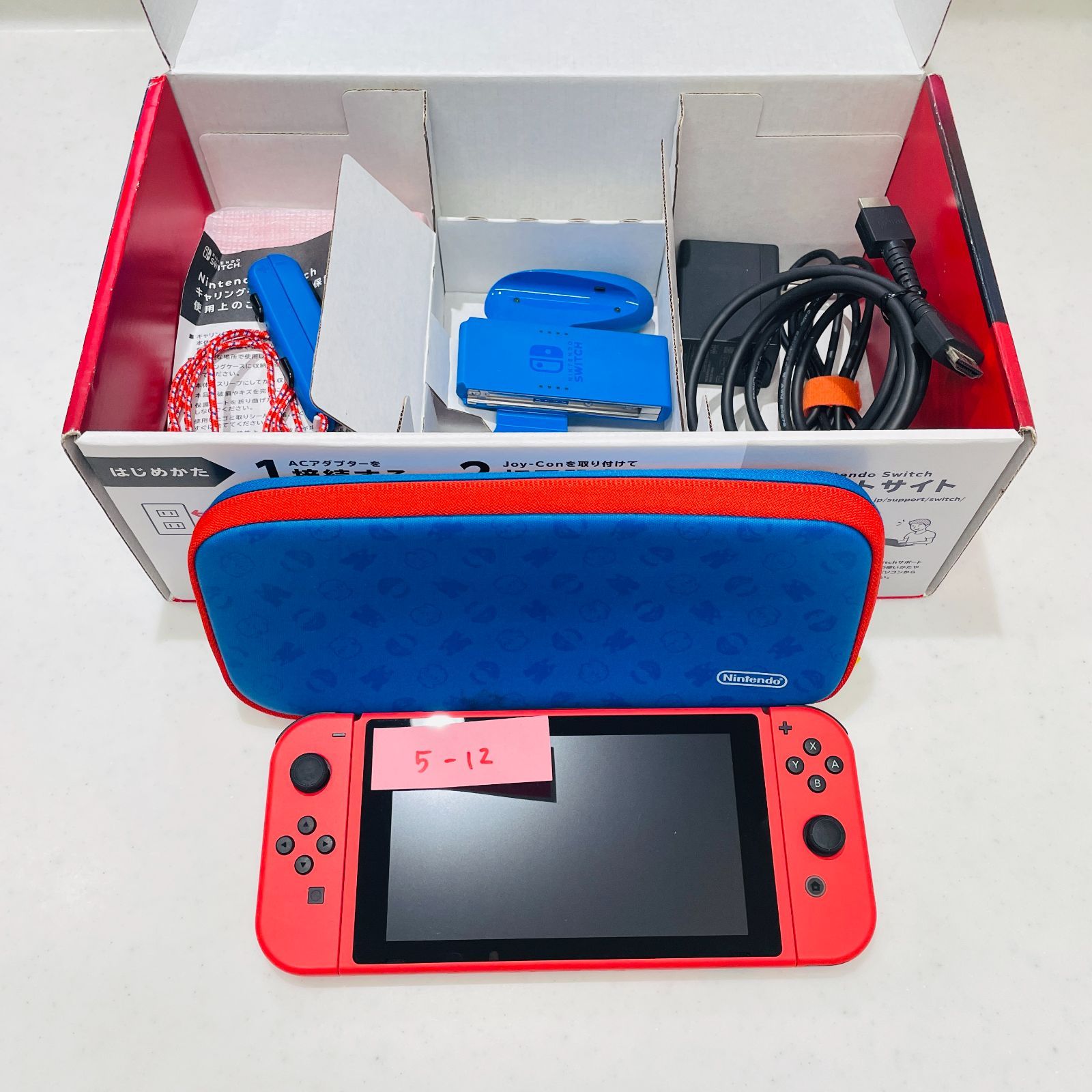 美品/液晶ヤケなし 2021年製 Nintendo Switch マリオレッド×ブルー