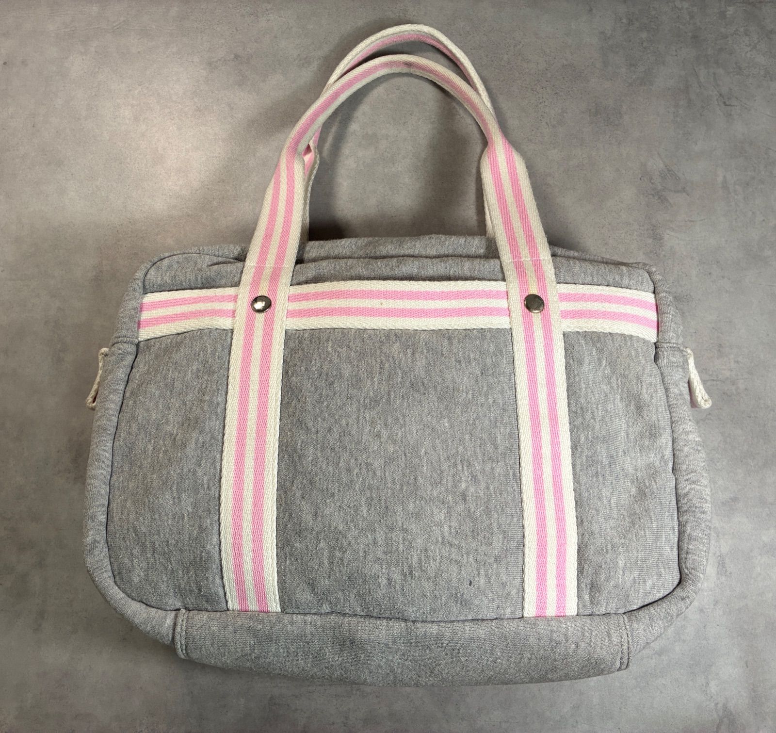 レア】courreges21 クレージュ ボストンバッグ グレー ピンク ロゴ刺繍