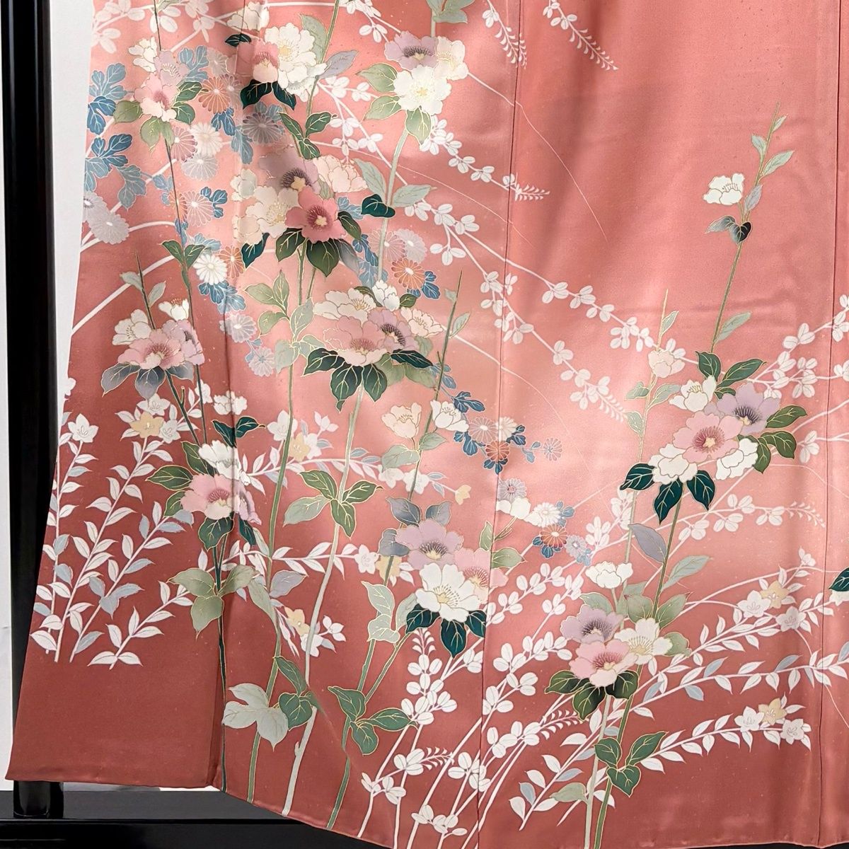 レディース 訪問着 身丈158cm 裄丈68cm L 袷 草花 鴛鴦 金彩 染め分け