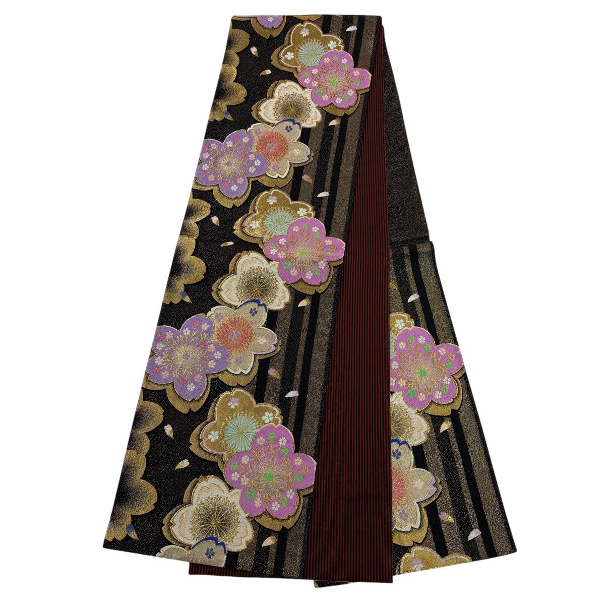 美品】 振袖 身丈172.5cm 裄丈72cm L 袷 袋帯フルセット 草花 雪輪