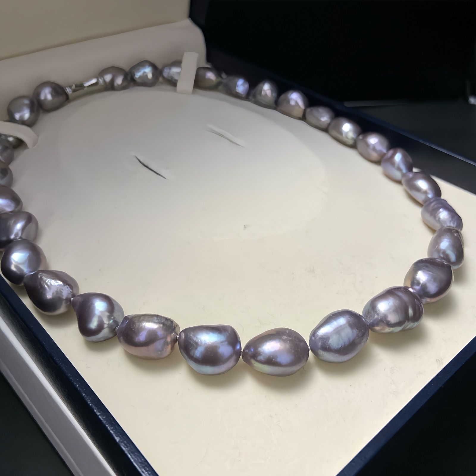 美品☆TASAKI タサキ 真珠 パール ネックレス テリ最高 シルバー金具 TASAKI パール ネックレス 本真珠 パープル 大珠 テリ強 タサキ 超希少