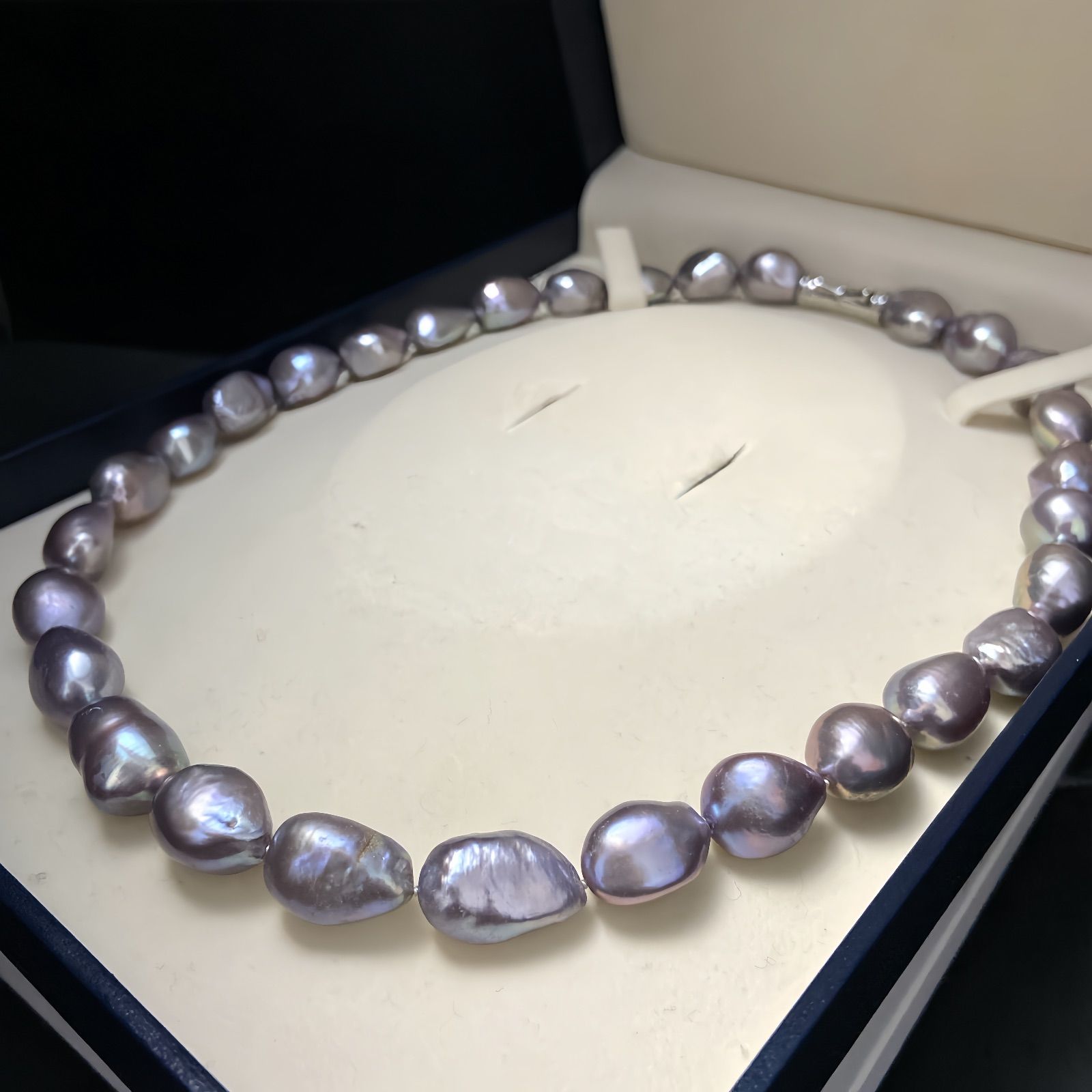 TASAKI パール ネックレス 本真珠 パープル 大珠 テリ強 タサキ 超希少