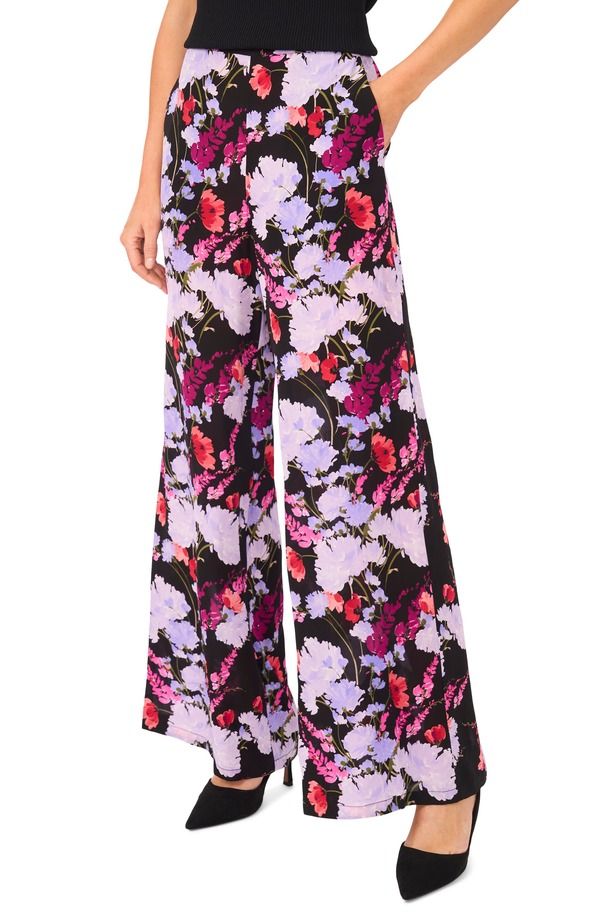 テッドベーカー レディース ボトムス レギンス ワイドレッグ フラワー柄 パンツ フラワー Ted Baker Maya Floral Wide Leg Pants Rich Black ブラック