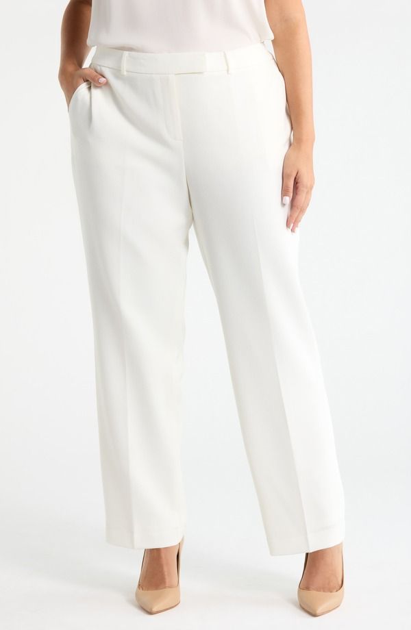カスパール レディース ボトムス レギンストレート パンツ KASPER Flat Front Straight Leg Pants Vanilla Ice