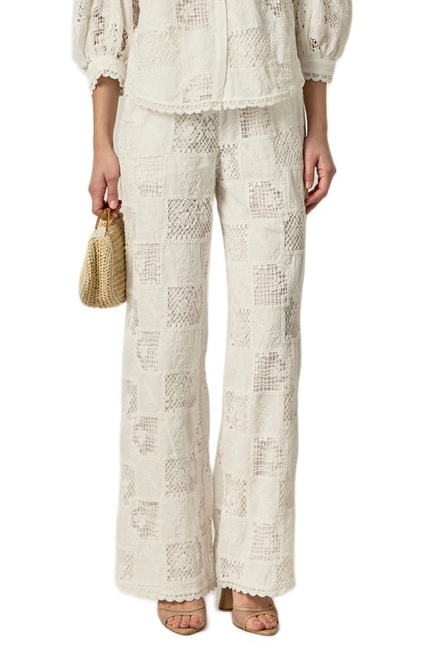 イングリッシュファクトリー レディース ボトムス レギンス ワイドレッグ パンツ 刺繍 English Factory Embroidered Wide Leg Pants White ホワイト 29,120円