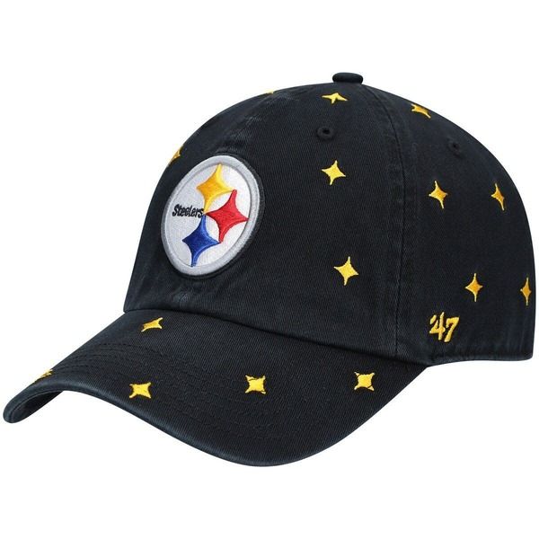 フォーティーセブン レディース アクセサリー 帽子 Tシャツ Womens 47 BlackGold Pittsburgh Steelers Confetti Clean Up Adjustable