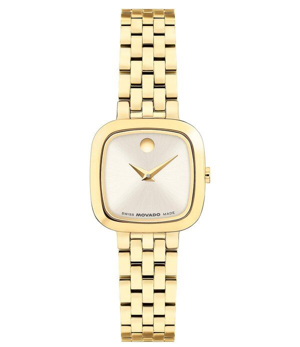 モバド レディース アクセサリー 腕時計 Tシャツ Movado Womens Museum Cushion Quartz Analogold Tone Stainlessteel Bracelet