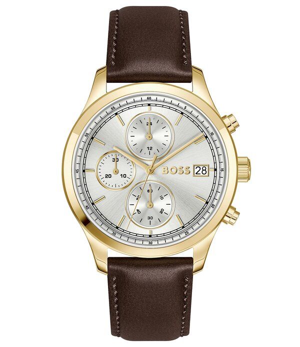 ヒューゴボス レディース アクセサリー 腕時計 レザー Hugo Boss Menstratus Quartz Chronograph Brown Leather Strap Watch Brown 53,880円