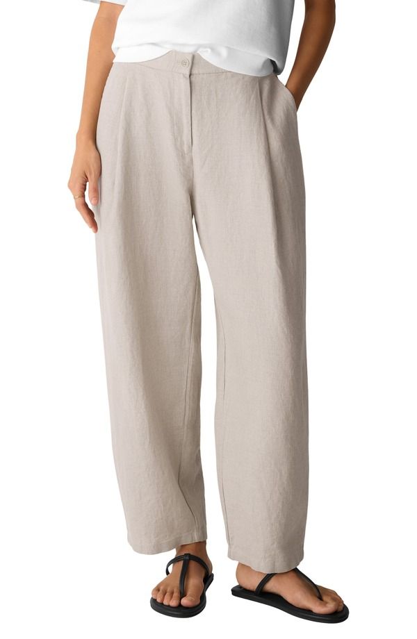 エイリーンフィッシャー レディース ボトムス レギンス パンツ アンクル リネン Eileen Fisher Curved Organic Linen Ankle Pants Undyed Natur
