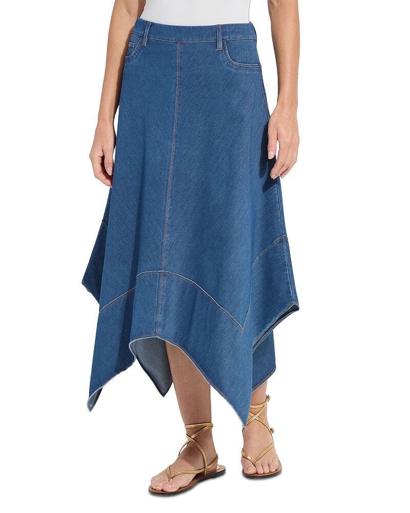 リス レディース ボトムスカート デニム Lyss Lucille Handkerchief Hem Denim Skirt Mid Wash デニム