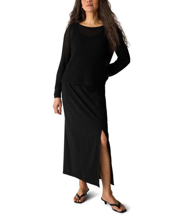 エイリーンフィッシャー レディース ボトムスカート プラスサイズ マキシ Eileen Fisher WomensideSlit Maxi Skirt Regular Plusize Black ブラ