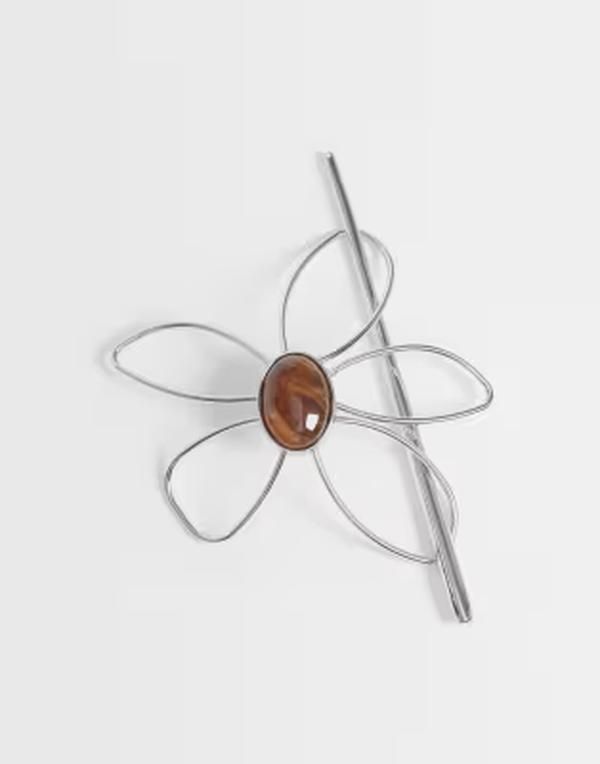 リクレイム ヴィンテージ レディース アクセサリー フラワー柄 フラワー Reclaimed Vintage hair pin floral gem Silver シルバー