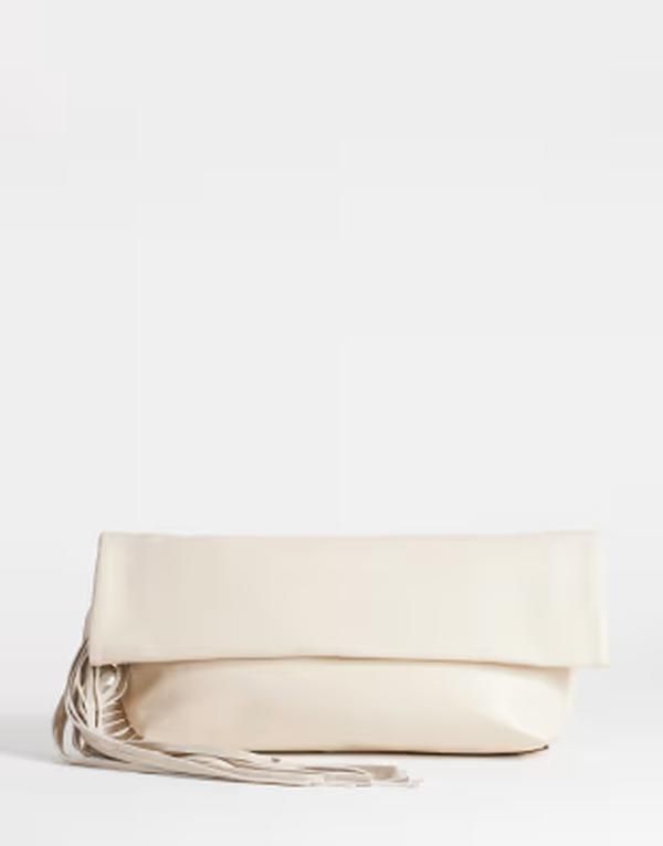 トップショップ レディース バッグ フリンジ Topshopippa oversized fringe clutch bag in stone CREAM クリーム