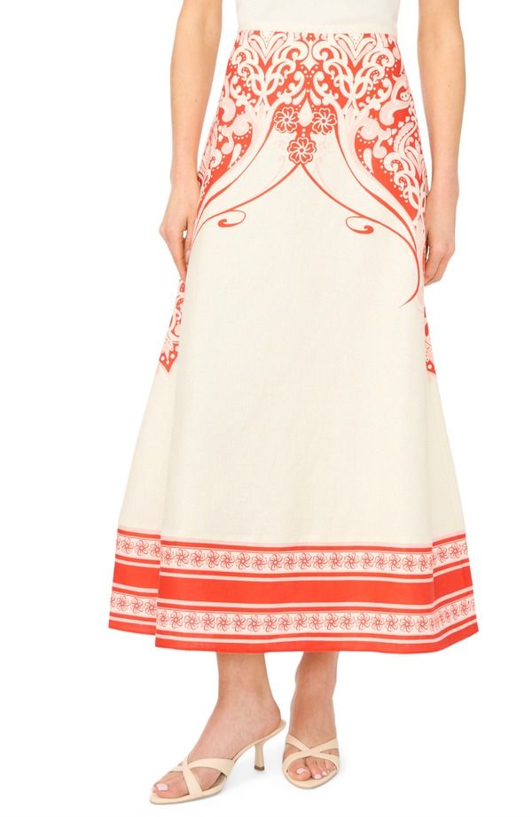 テッドベーカー レディース ボトムスカート フラワー柄 プリント リネン マキシ フラワー Ted Baker Carmen Floral Print Linen Maxi Skirt FIRE OR