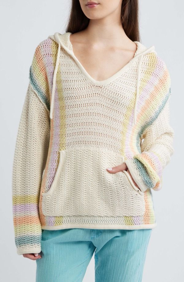 リップカール レディース アウター パーカー・スウェット ニット Rip Curl Revival Stripe Knit Hoodie MULTICOLOR マルチカラー