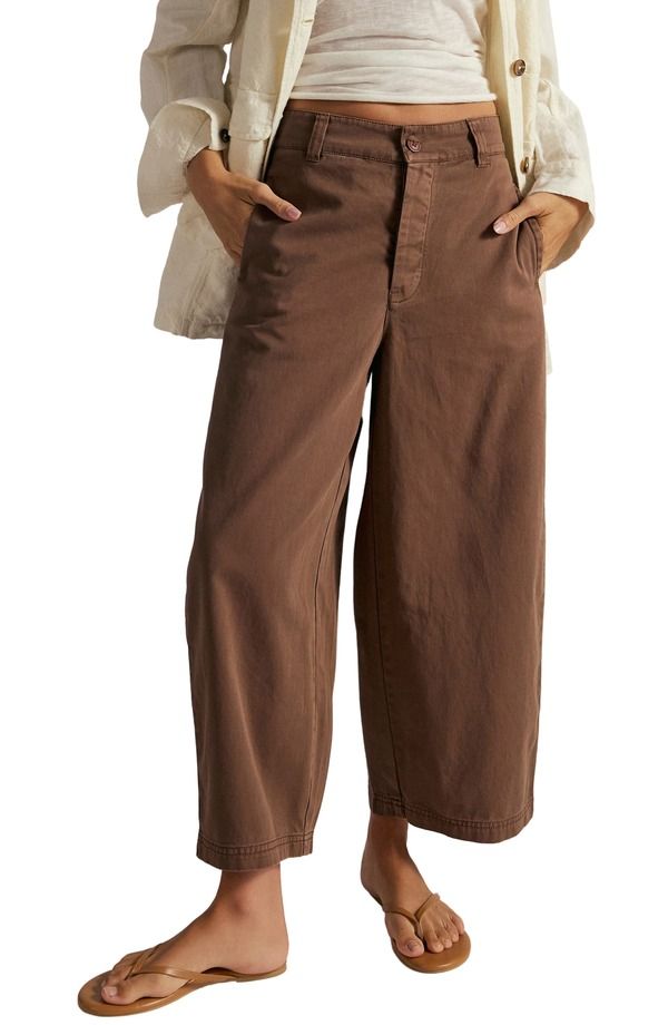 フリーピープル レディース ボトムス レギンス ワイドレッグ ダウン アンクル Free People Lay Down Ankle Wide Leg Chinos BROWNIE