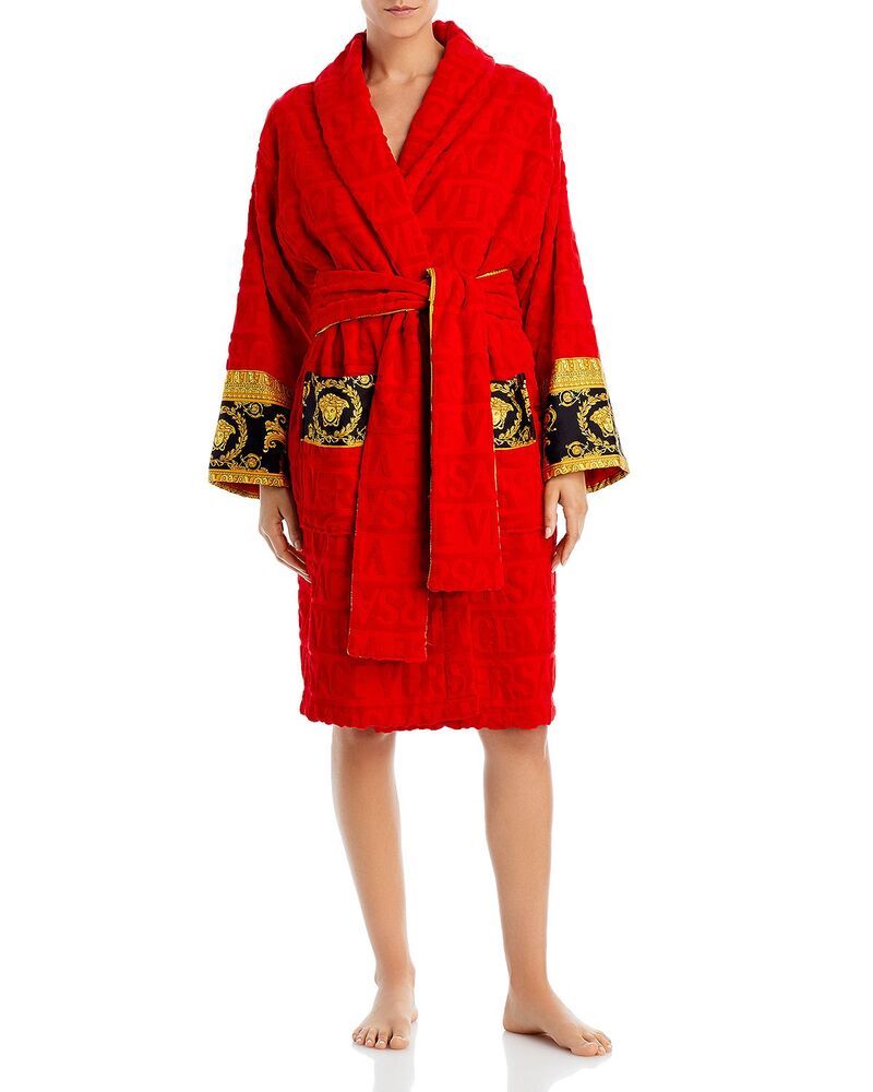 ヴェルサーチ レディース アンダーウェア ナイトウェア Versace I Heart Baroque Bath Robe Red レッド