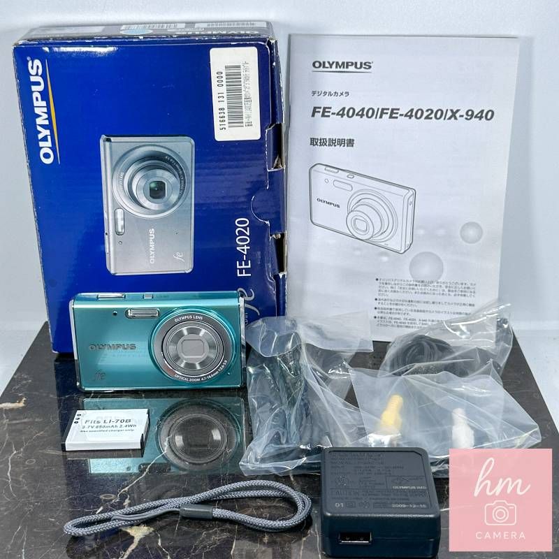 美品】OLYMPUS FE-4020 ライトブルー 1400万画素 光学4倍ズーム 広角